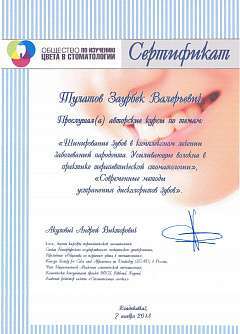 Сертификат Тулатов Заурбек Валерьевич