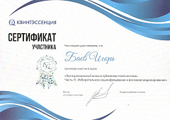 Сертификат Баев Игорь Владимирович