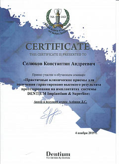 Сертификат Селюков Константин Андреевич