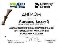 Сертификат Коренев Андрей Юрьевич